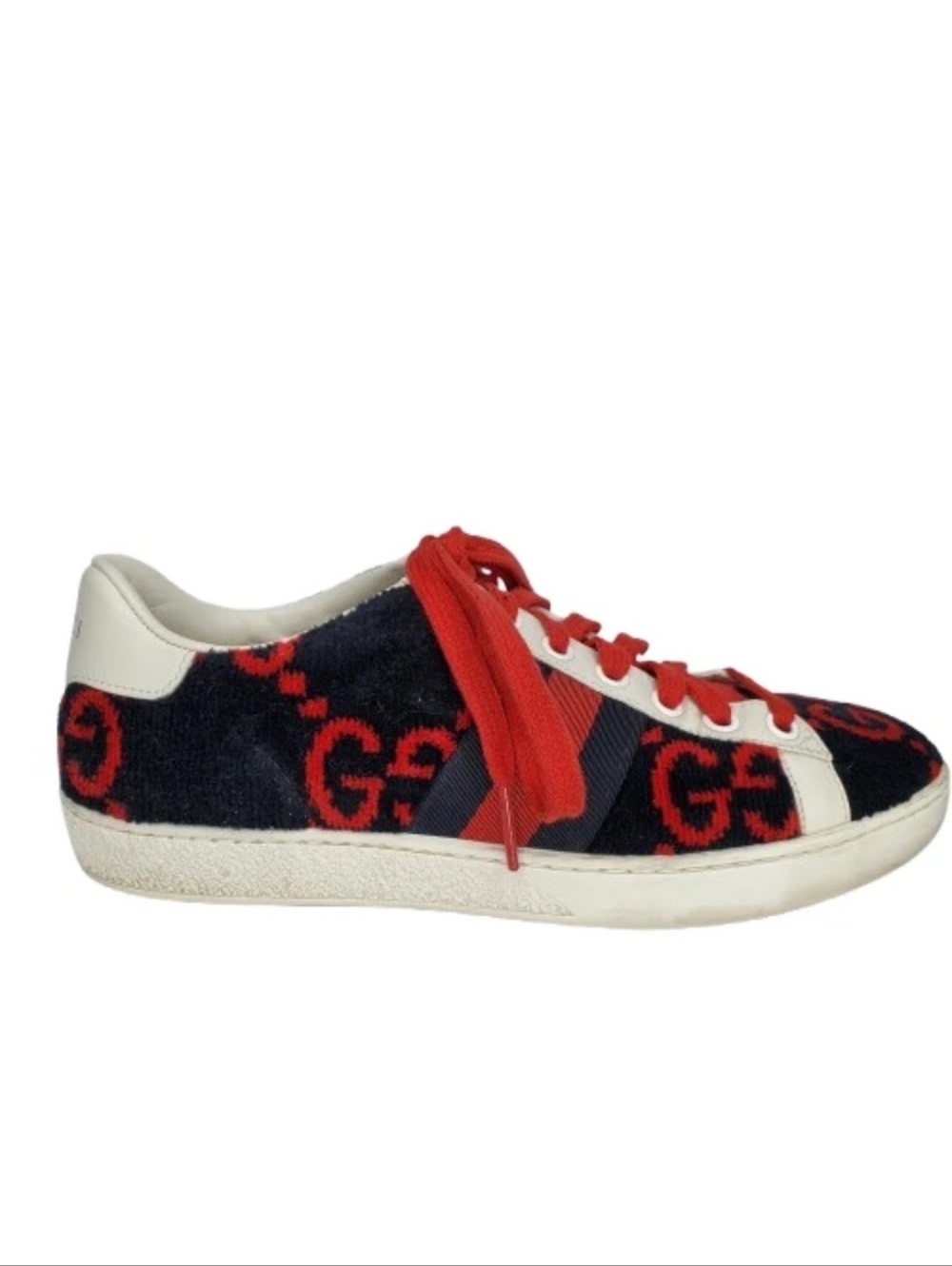 Gucci Ace GG Terry Cloth Blue & Red Low-Top Sneakers